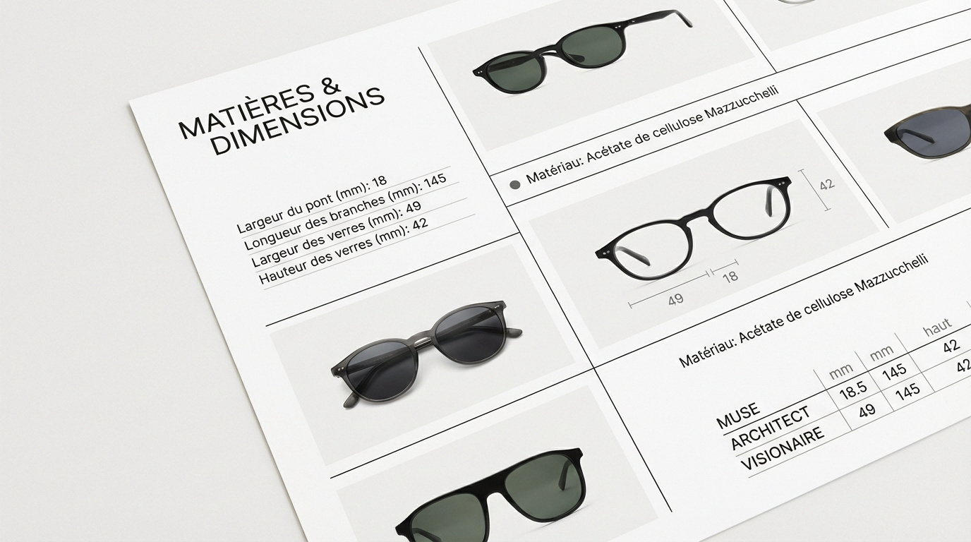 Catalogue de montures de lunettes &eacute;pur&eacute;es et verres correcteurs