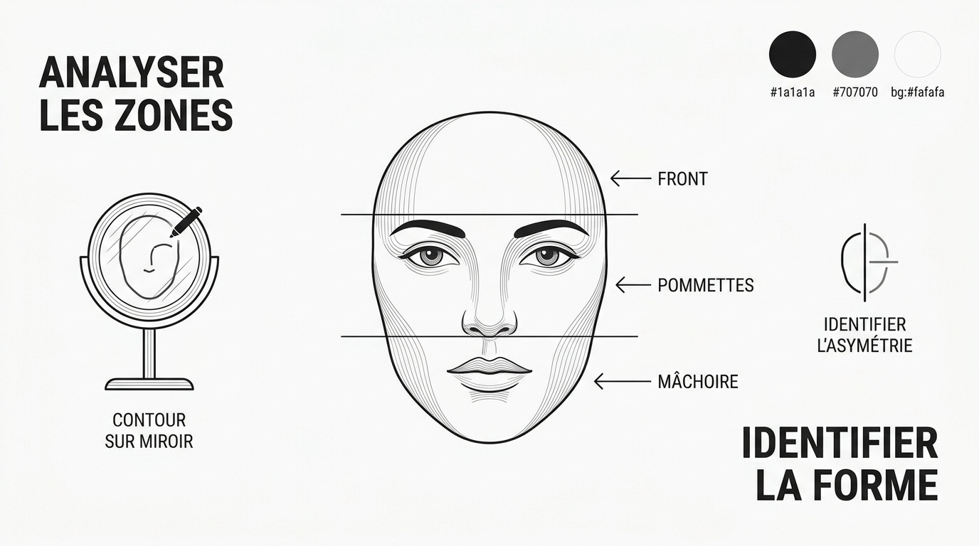 Schéma d'analyse des zones du visage pour le choix de lunettes