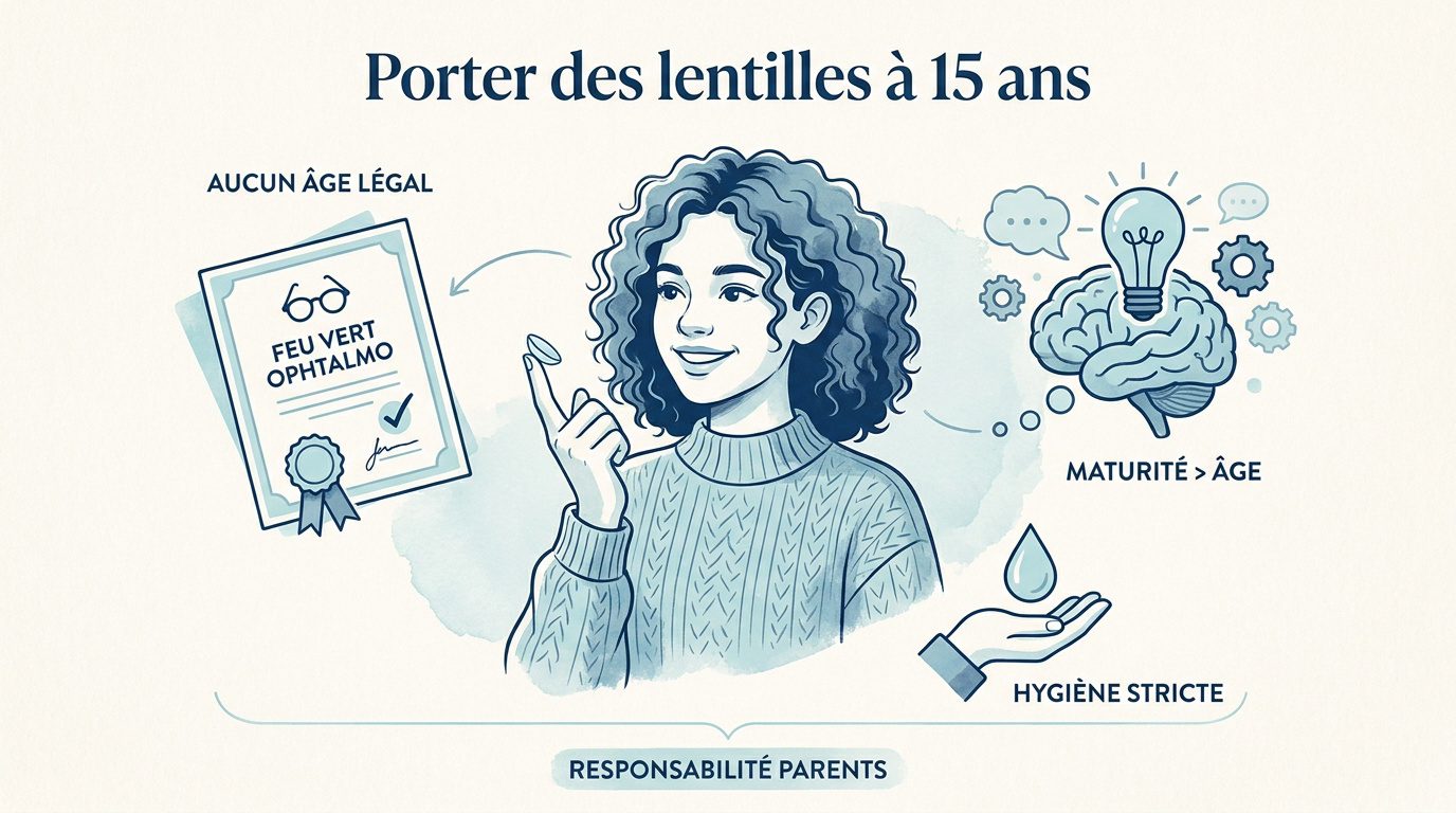Adolescent manipulant ses lentilles de contact avec précaution